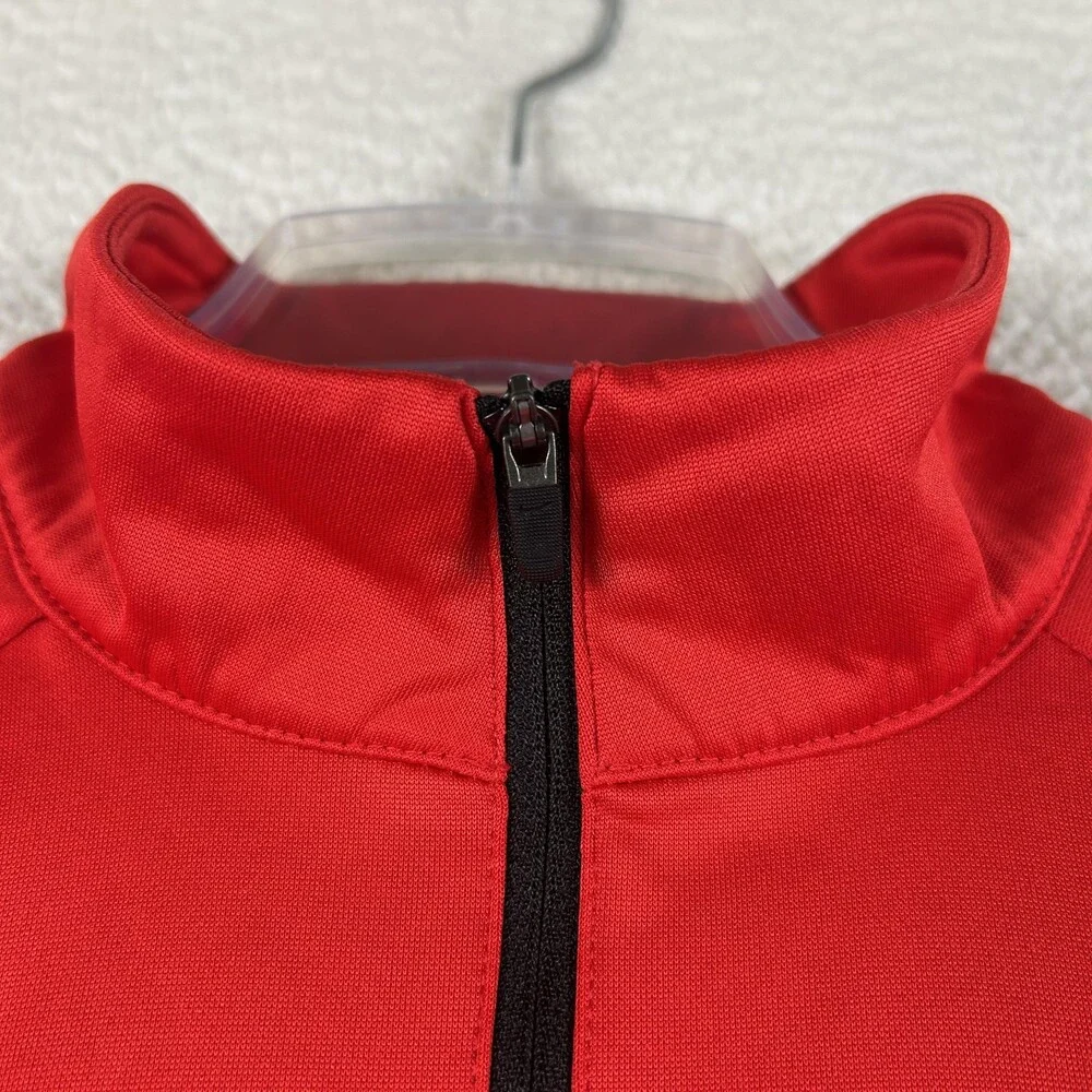 Nike Dri-FIT Fleece Shirt Mens Medium Red 1/4 Zip Mock Neck Running Top Athletic